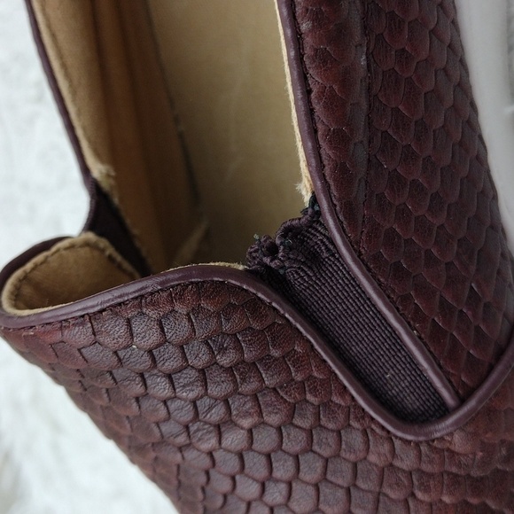 Vionic Midi Burgundy Snakeskin Leather Round Toe Platform Slip On Loafer Shoe - Picture 15 of 16
